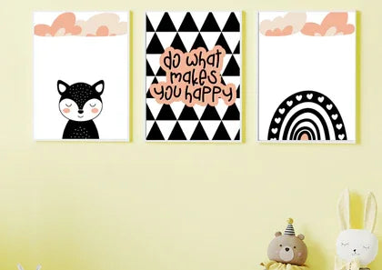 Minimalist Monochrome Scandi Nursery Wall Art Prints - Set of 3 Digital Downloads