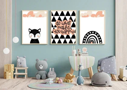 Minimalist Monochrome Scandi Nursery Wall Art Prints - Set of 3 Digital Downloads