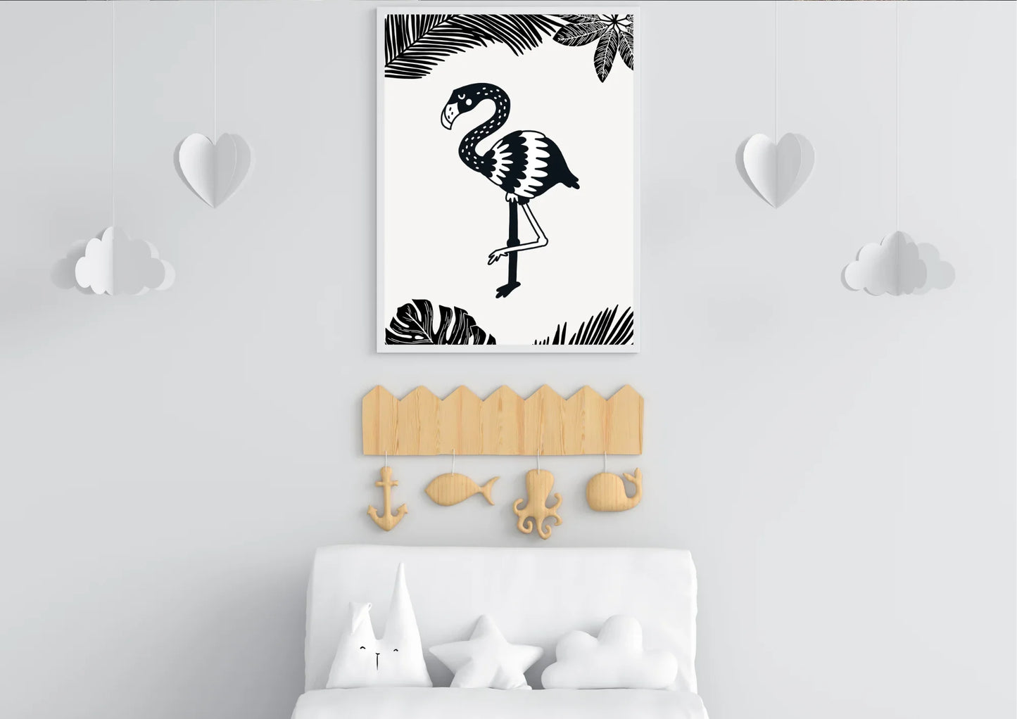 Black and White Flamingo Nursery Art