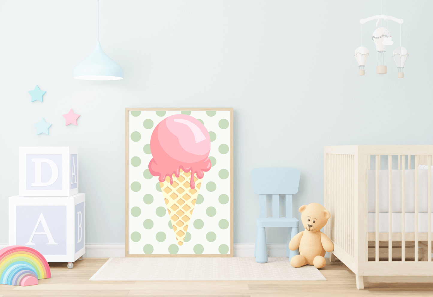 Ice Cream Cone Nursery Print