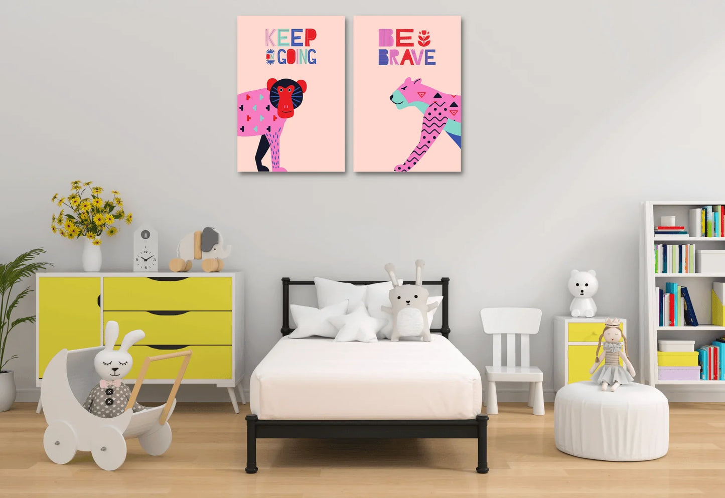 Jungle animal nursery art