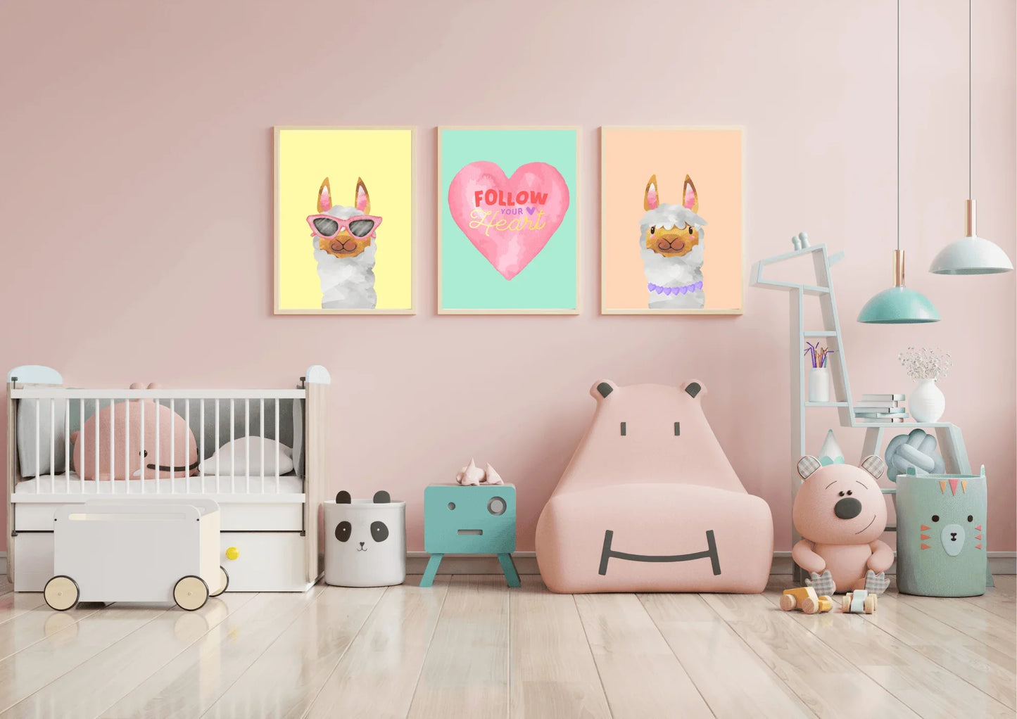 Set of three llama nusery prints