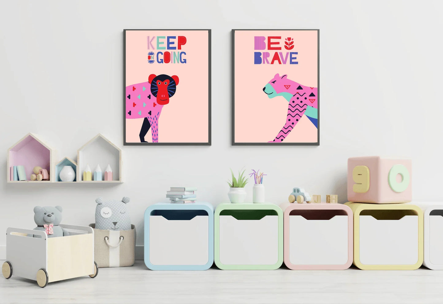 Jungle animal nursery art