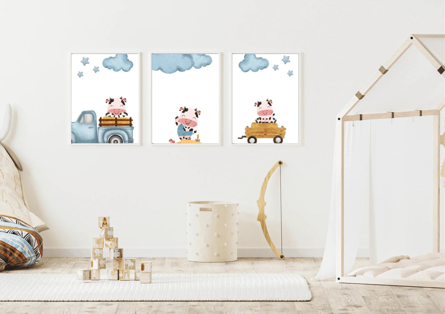 Set of three cow nursery prints