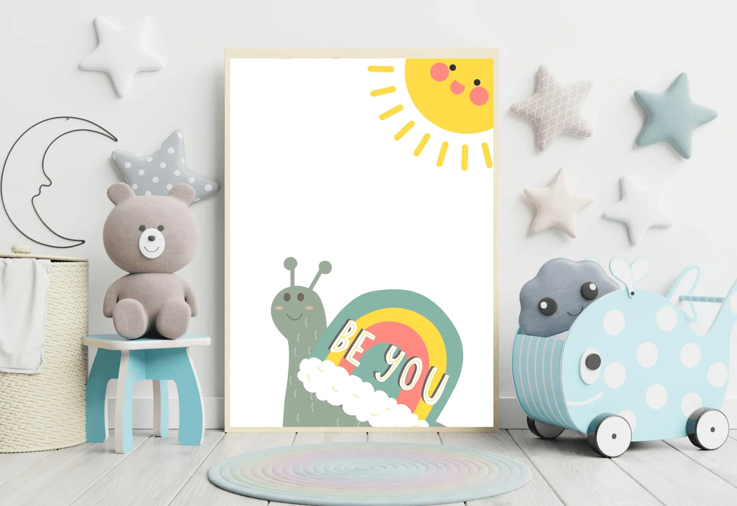 Cute Snail Rainbow Wall Art