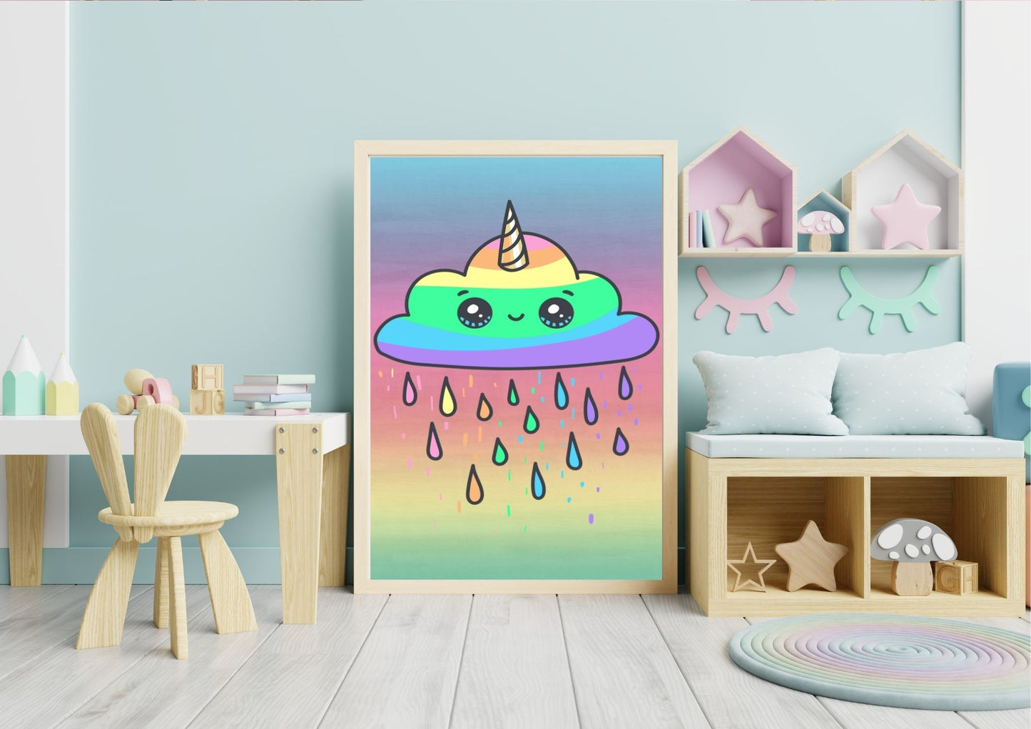 Rainbow cloud wall art