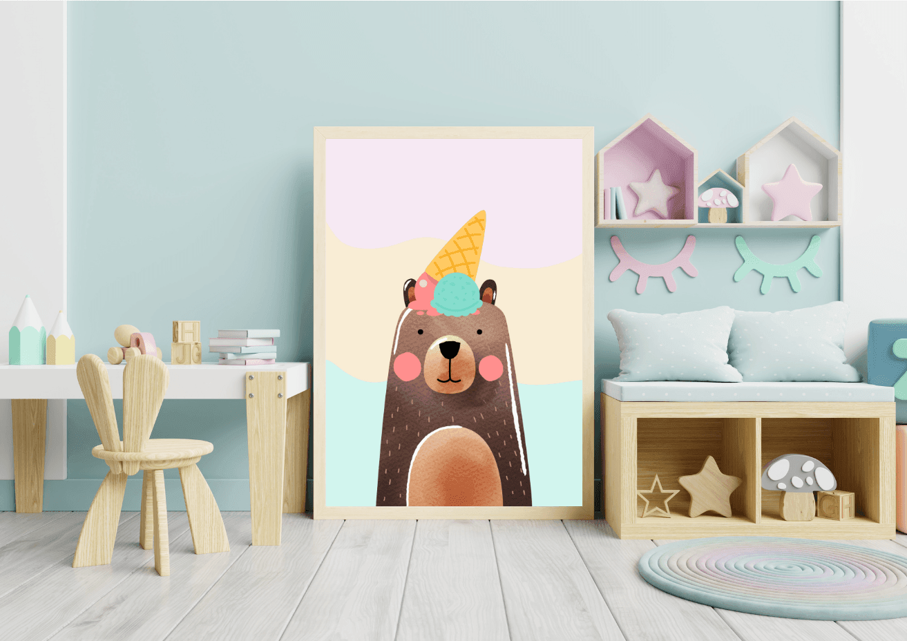 cute bear nursery art