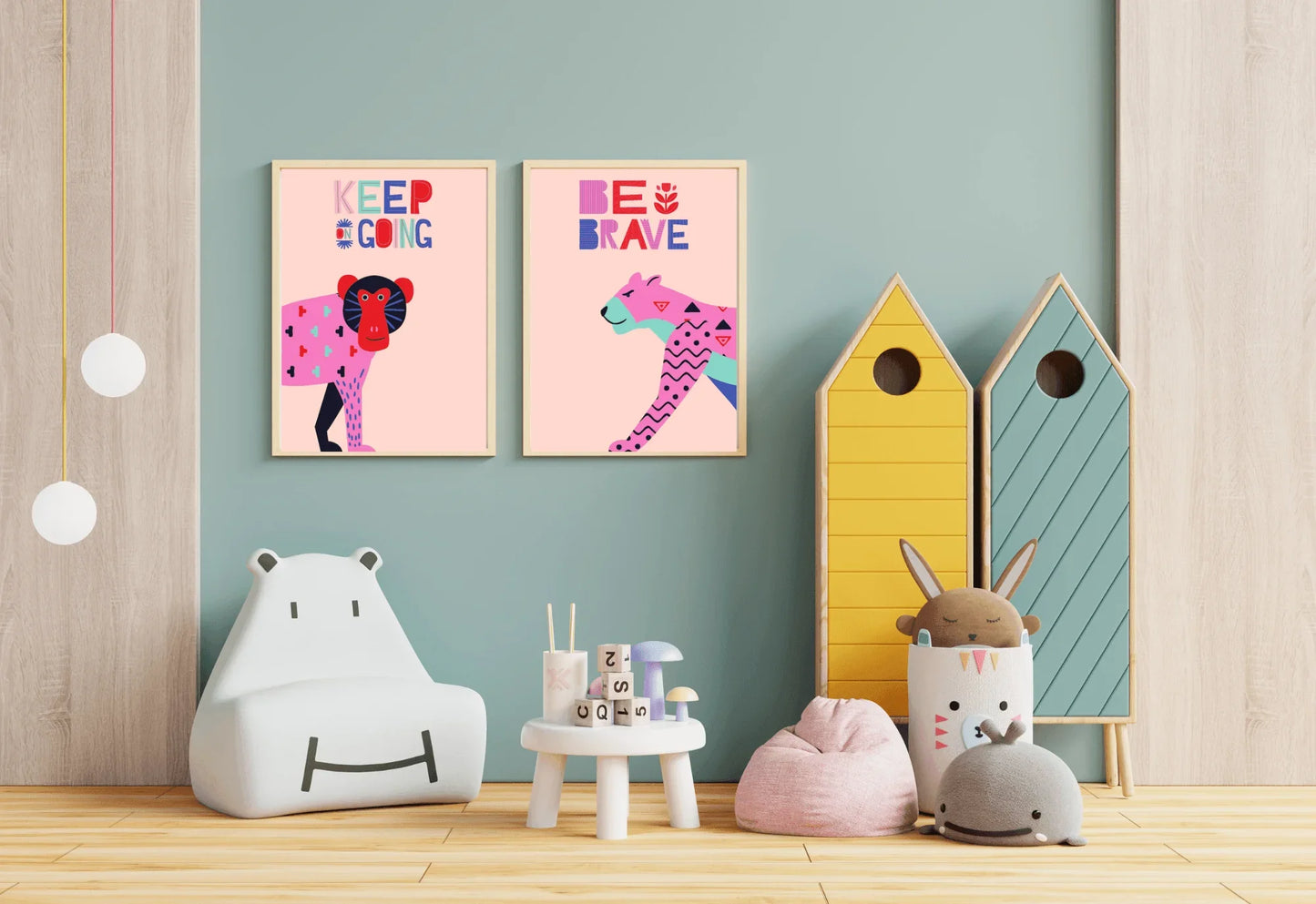Jungle animal nursery art