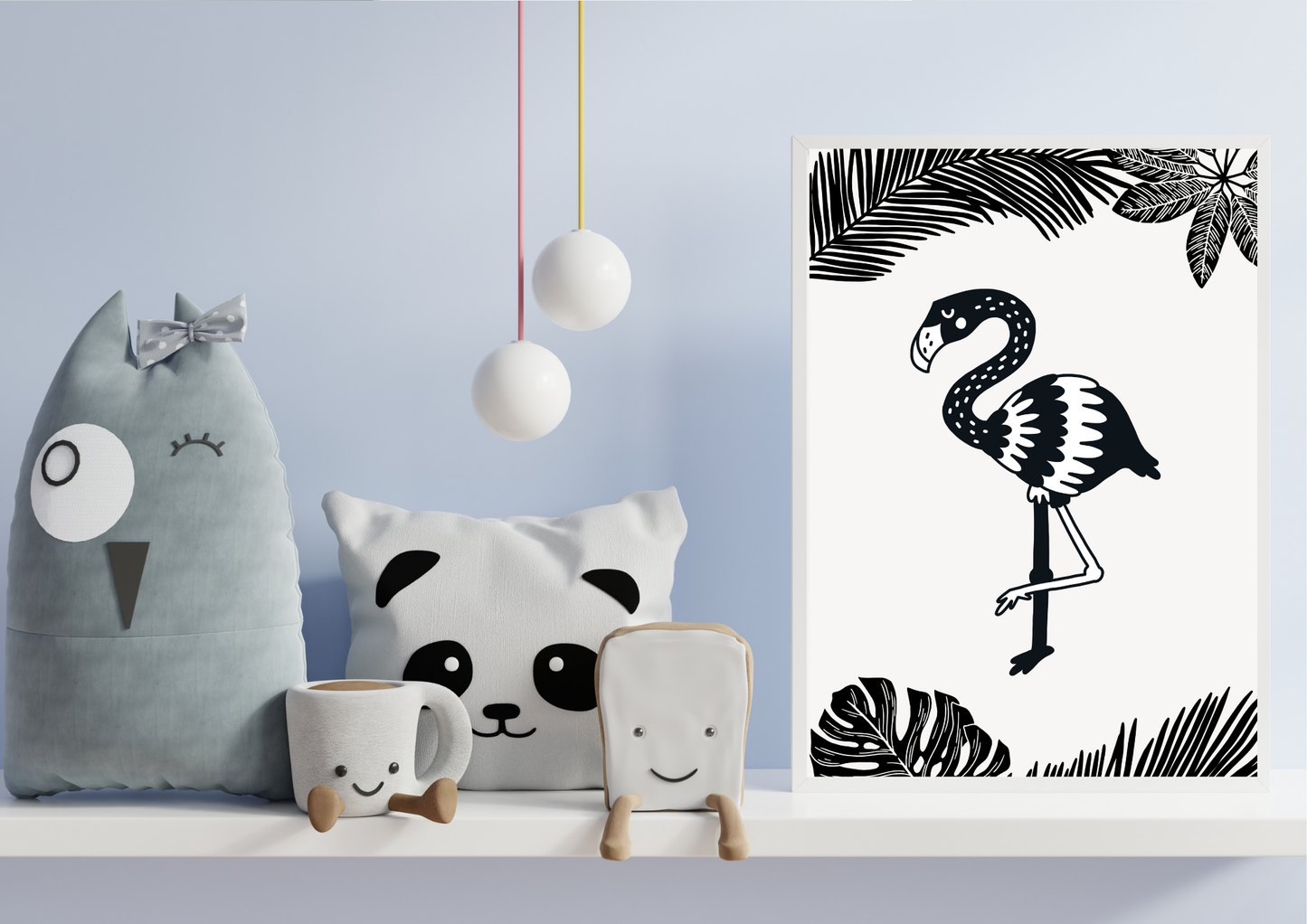 Black and White Flamingo Nursery Art