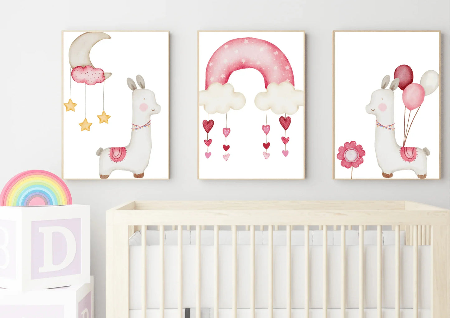 Watercolour Llama Nursery Prints