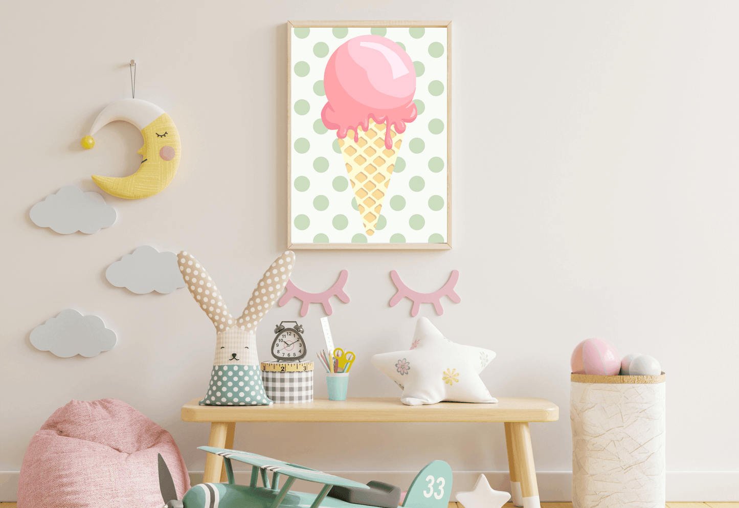 Ice Cream Cone Nursery Print