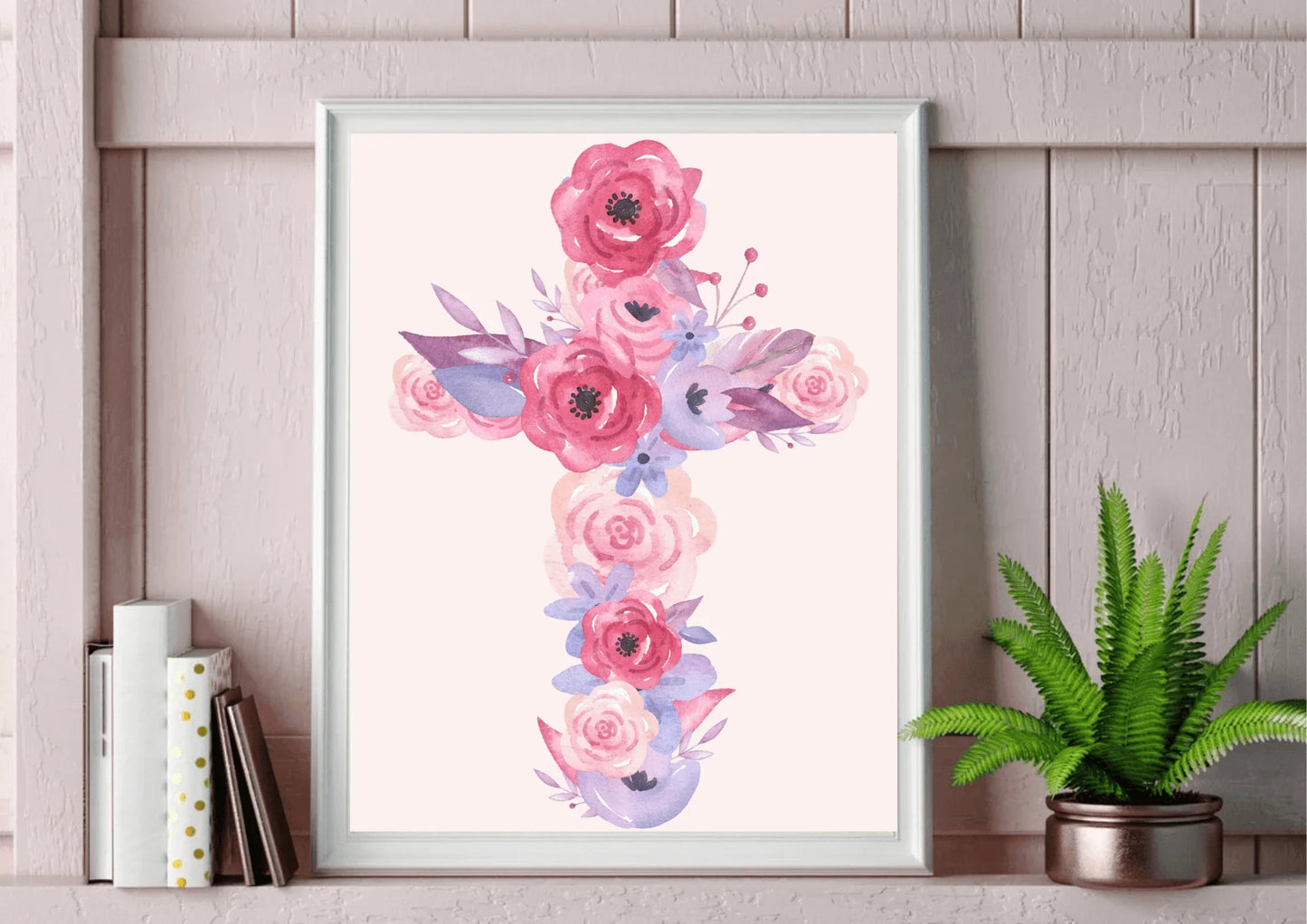Pink floral cross