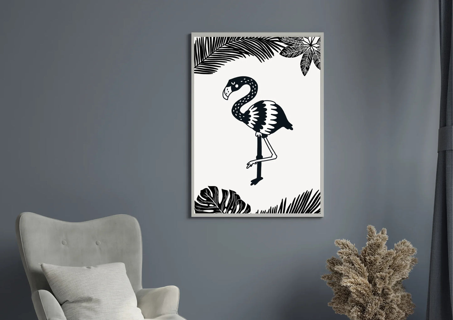 Black and White Flamingo Nursery Art
