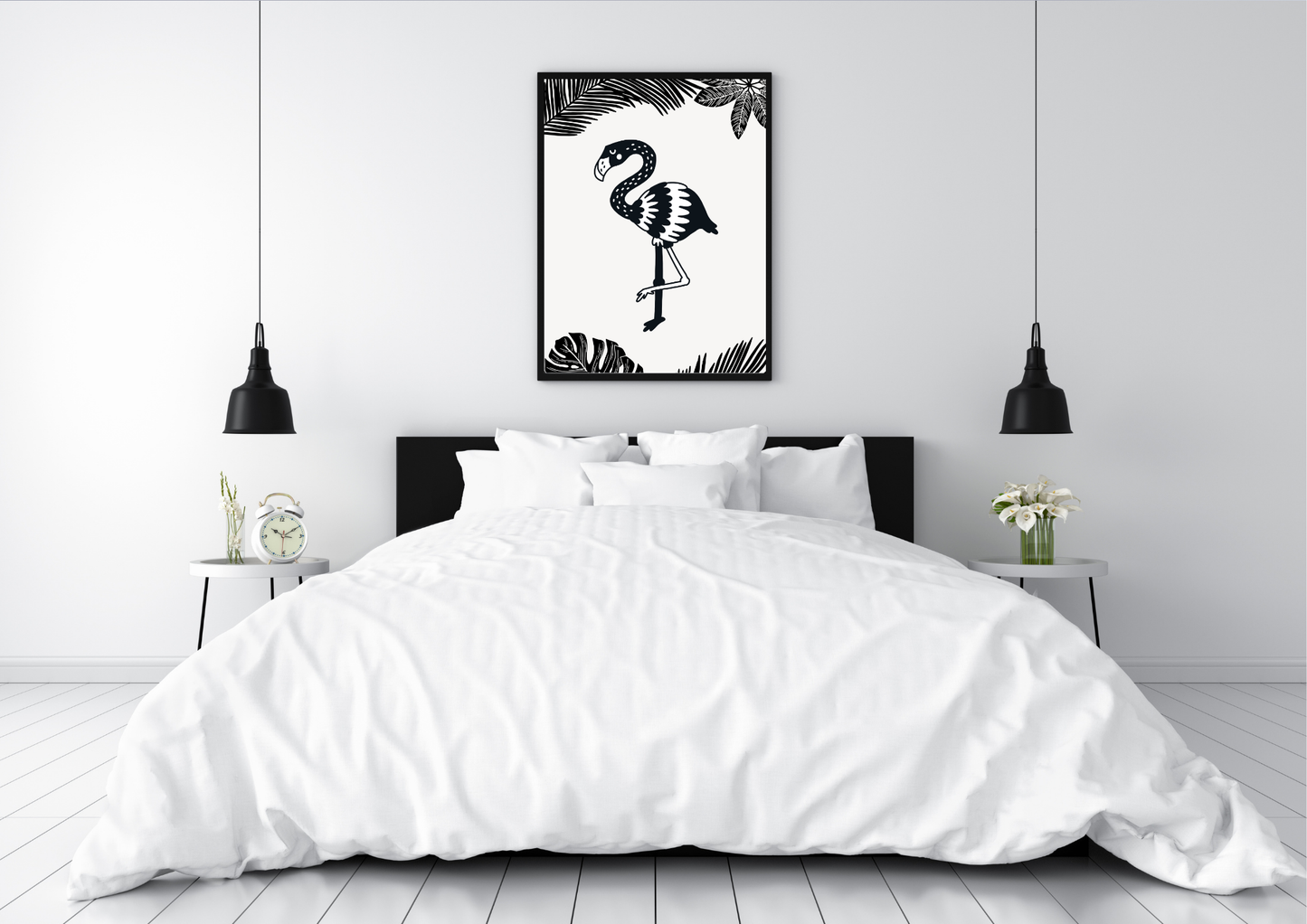 Black and White Flamingo Nursery Art