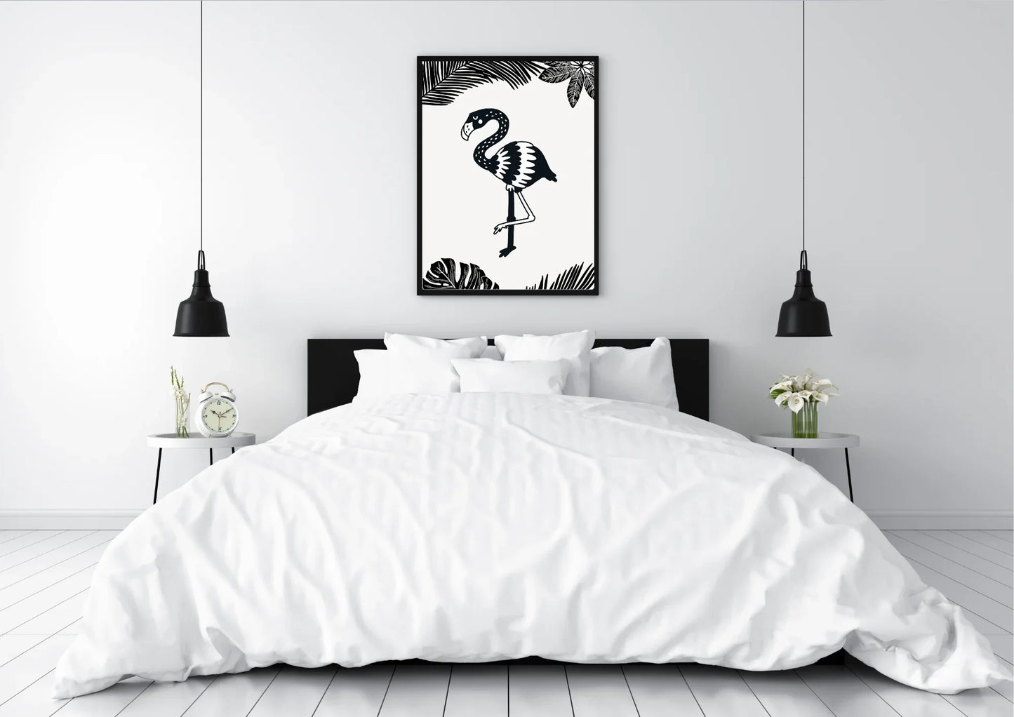 Black and White Flamingo Nursery Art
