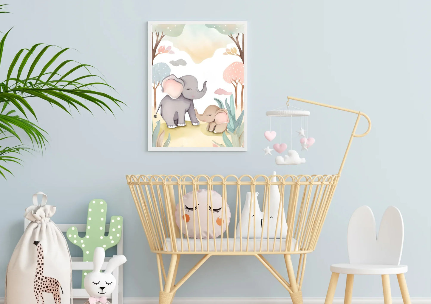 Mom and Baby Elephant Digital Nursery Print