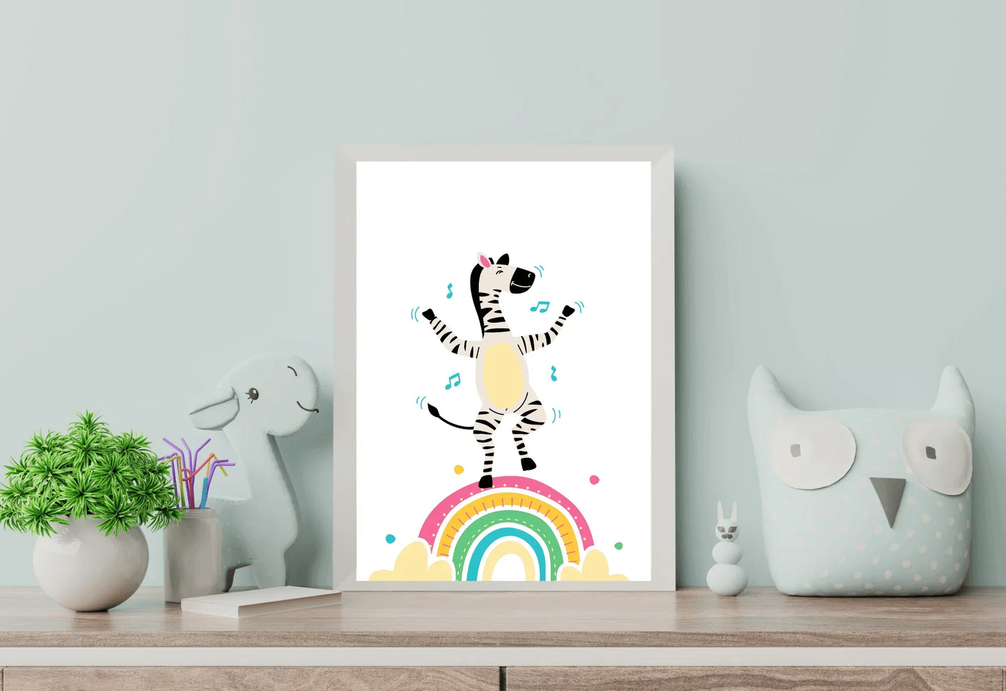 Dancing Zebra Rainbow Wall Art