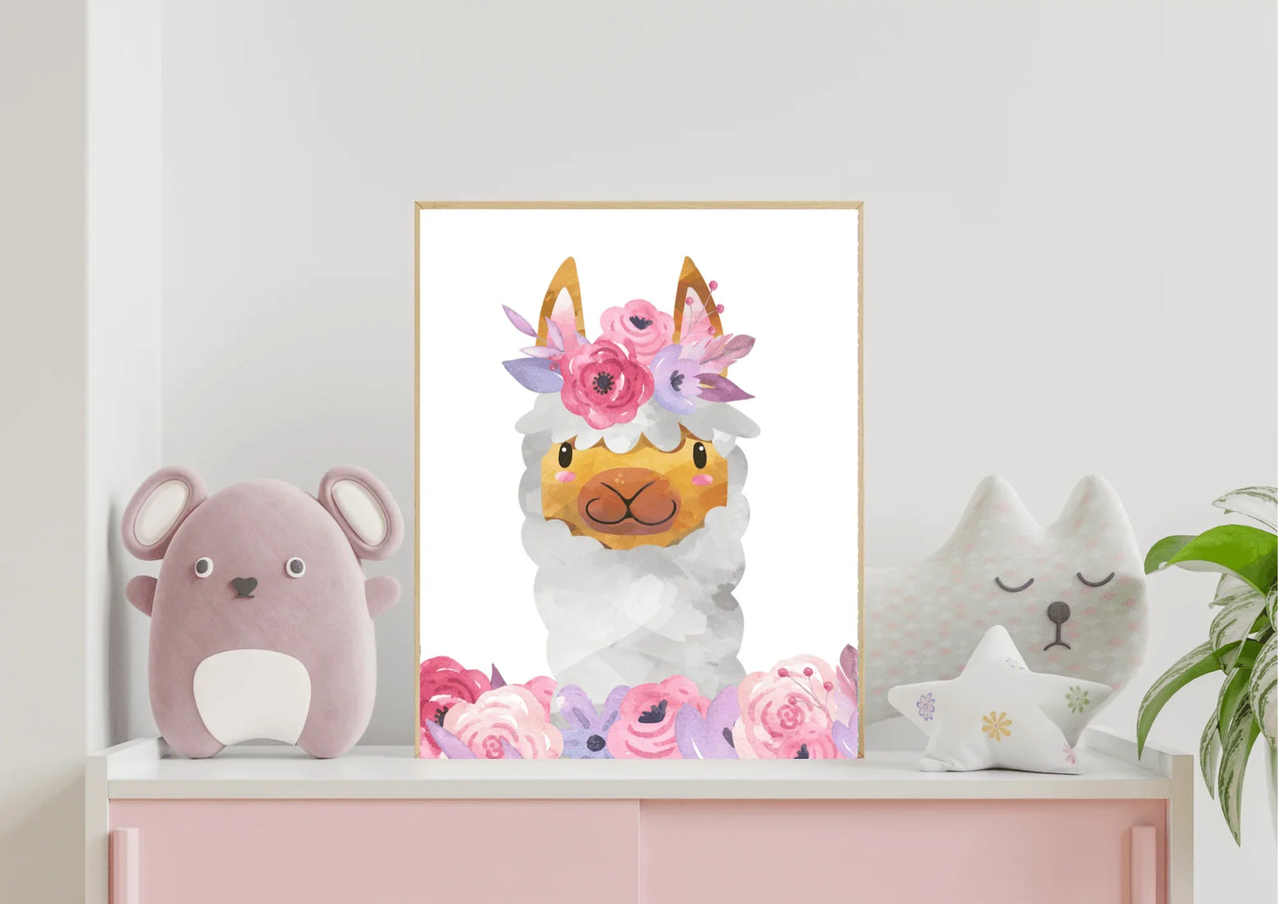 Boho Baby Llama Nursery Art - Little Jelly Bean Art