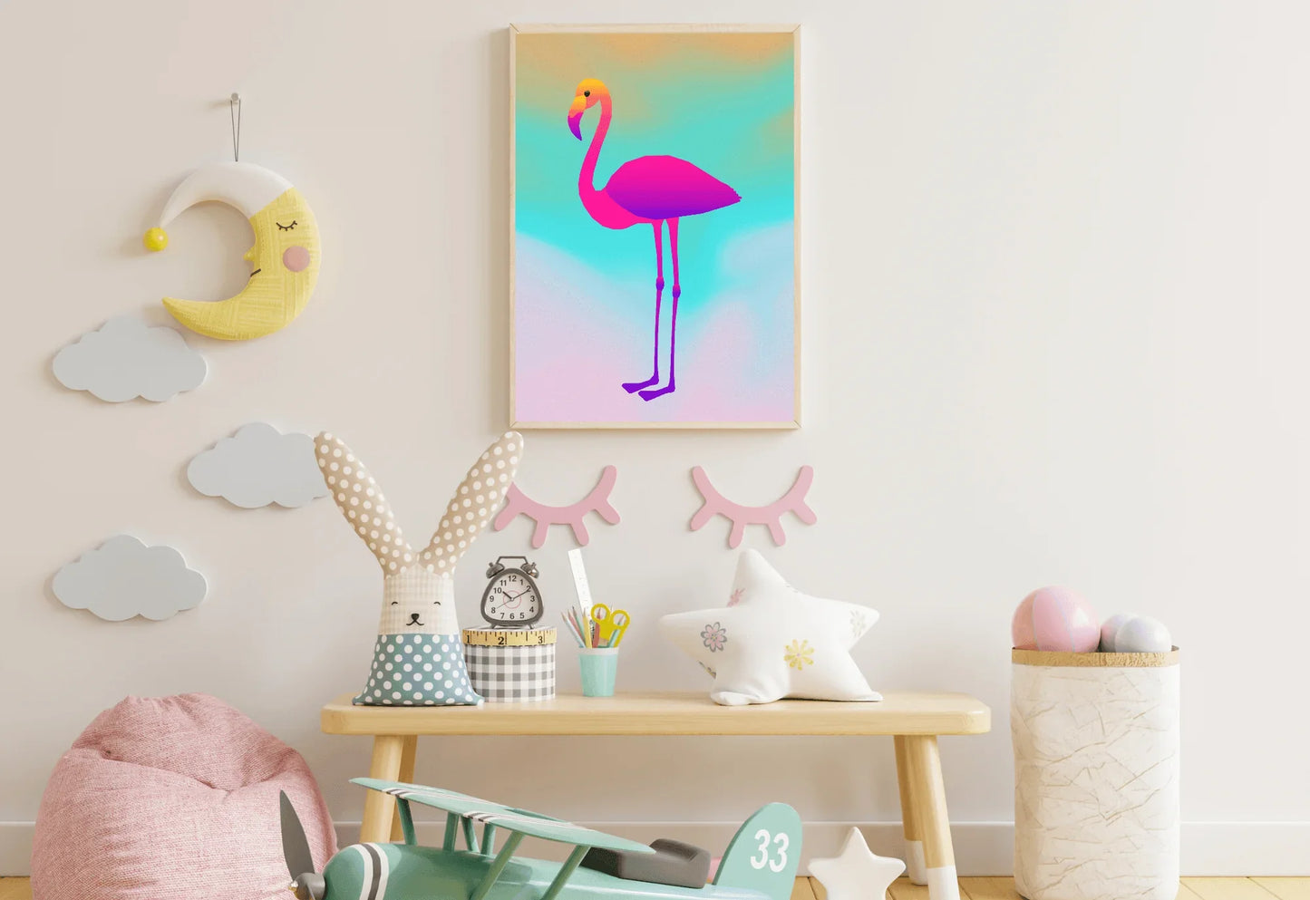 Pink Flamingo Nursery Art
