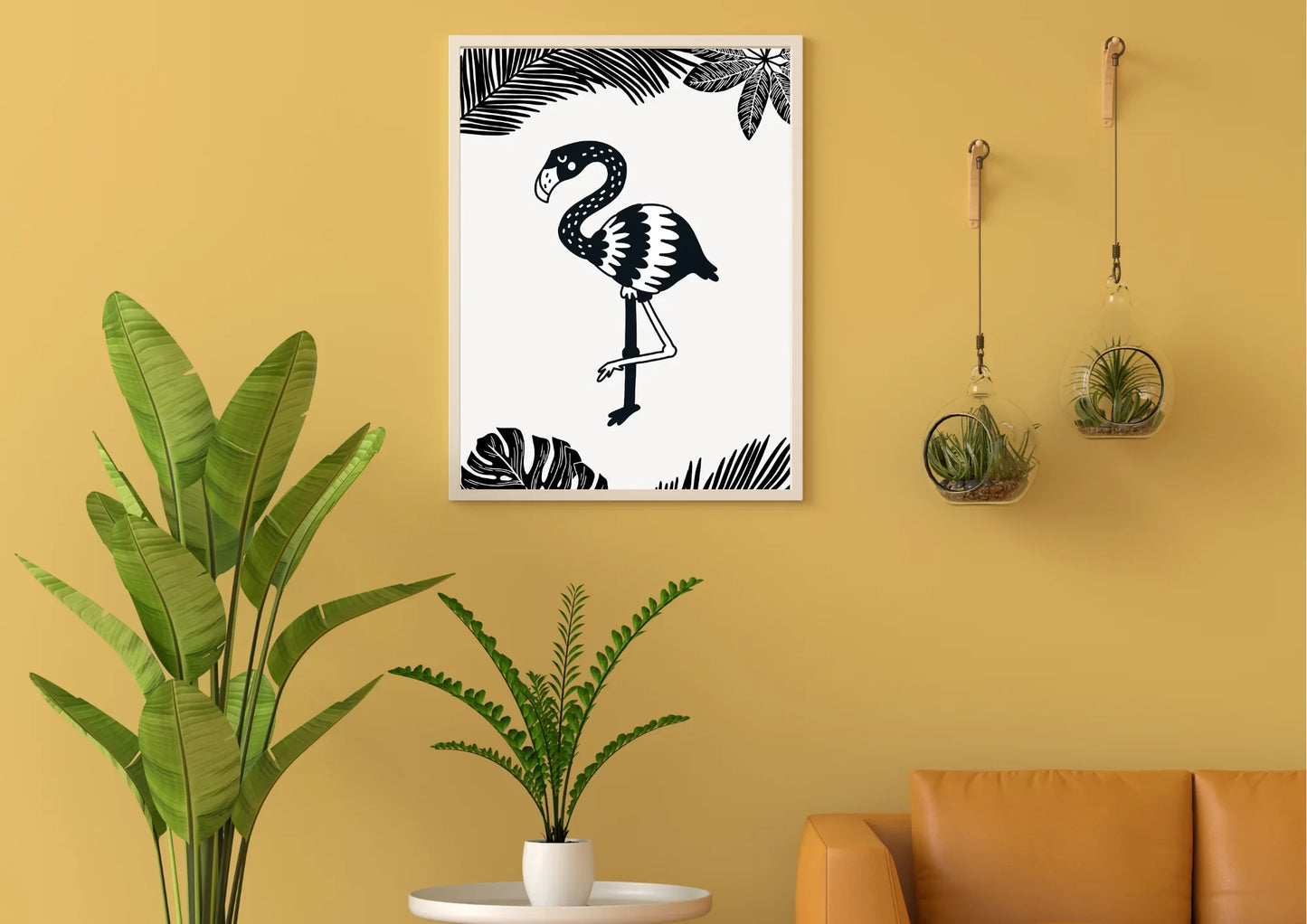 Black and White Flamingo Nursery Art