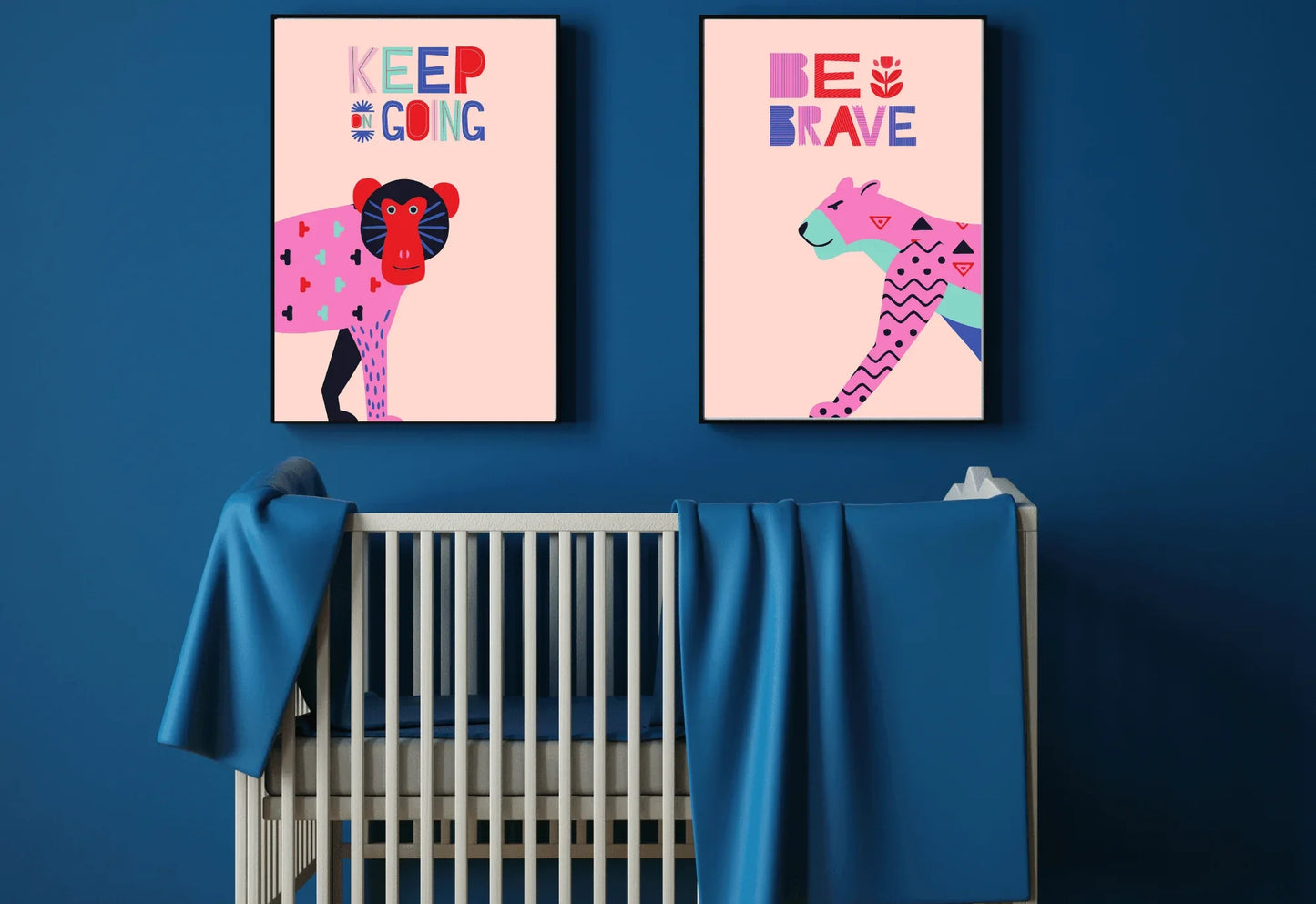 Jungle animal nursery art