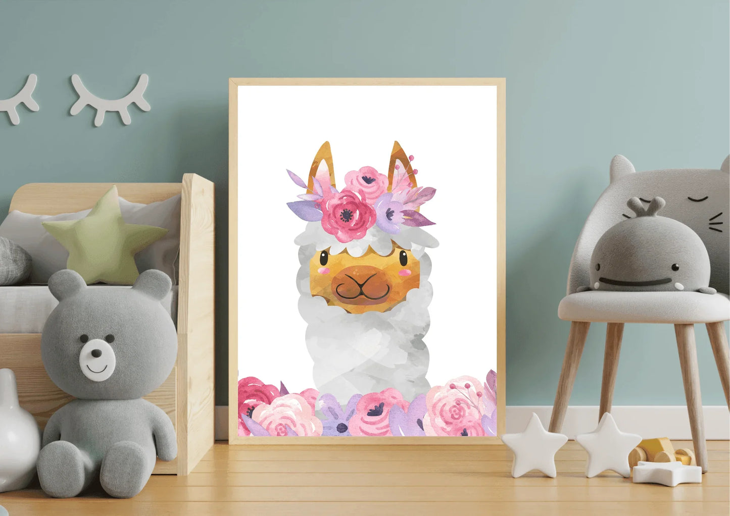 Boho Baby Llama Nursery Art - Little Jelly Bean Art