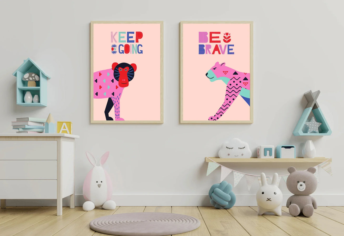 Jungle animal nursery art