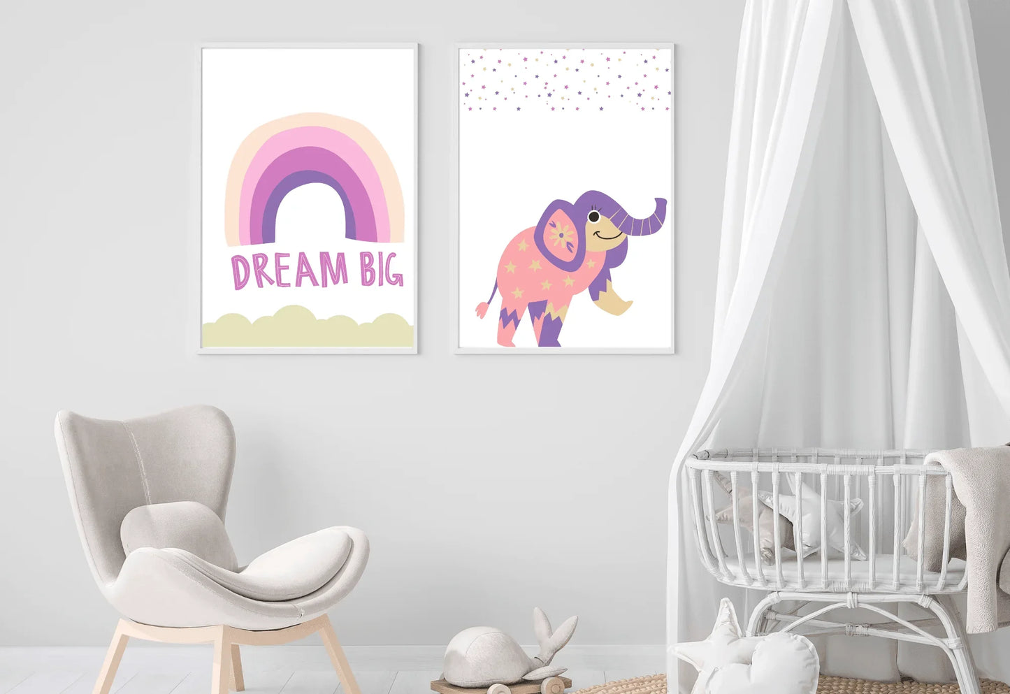 Purple Elephant Rainbow Prints