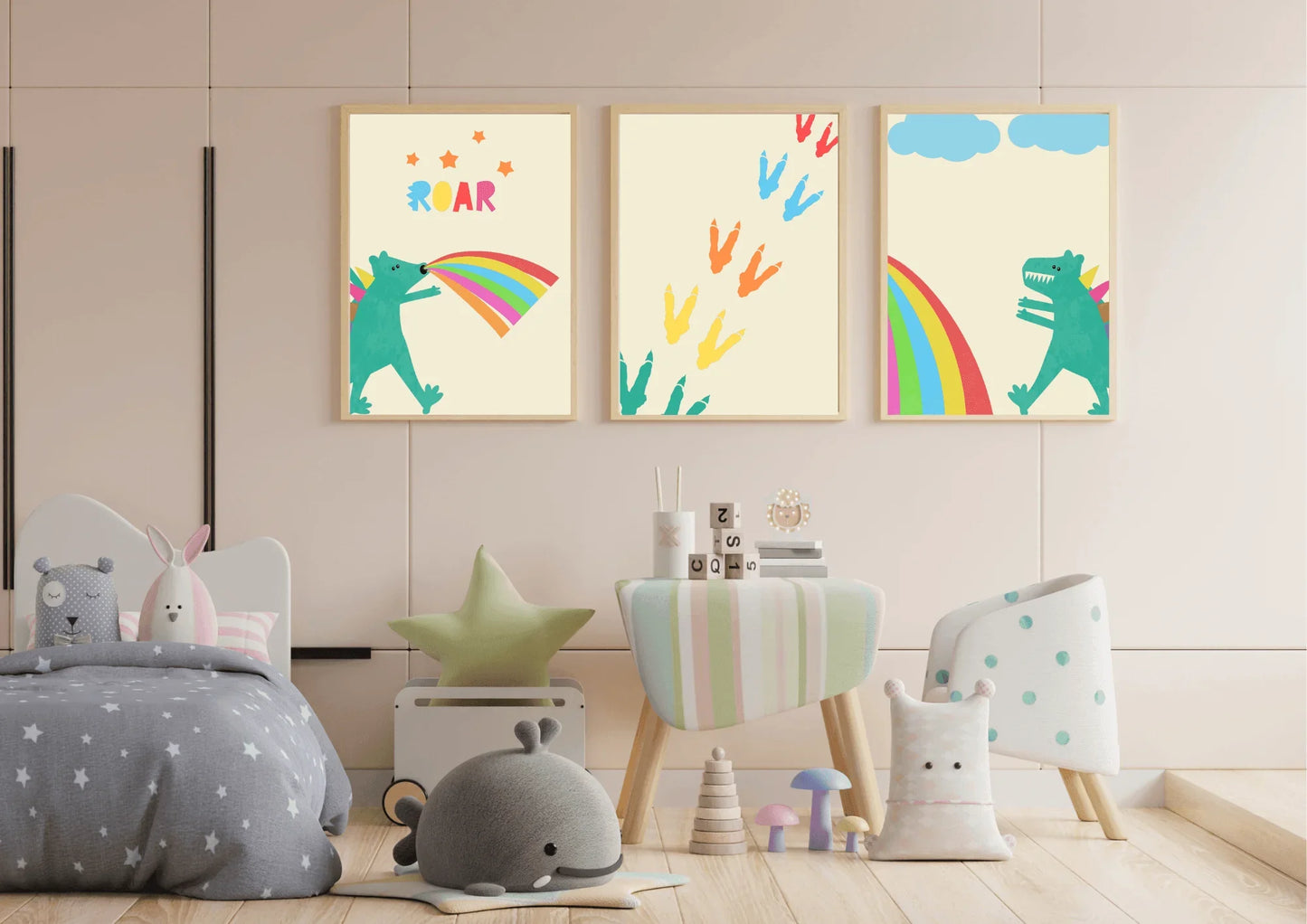 Rainbow Dinosaur Art