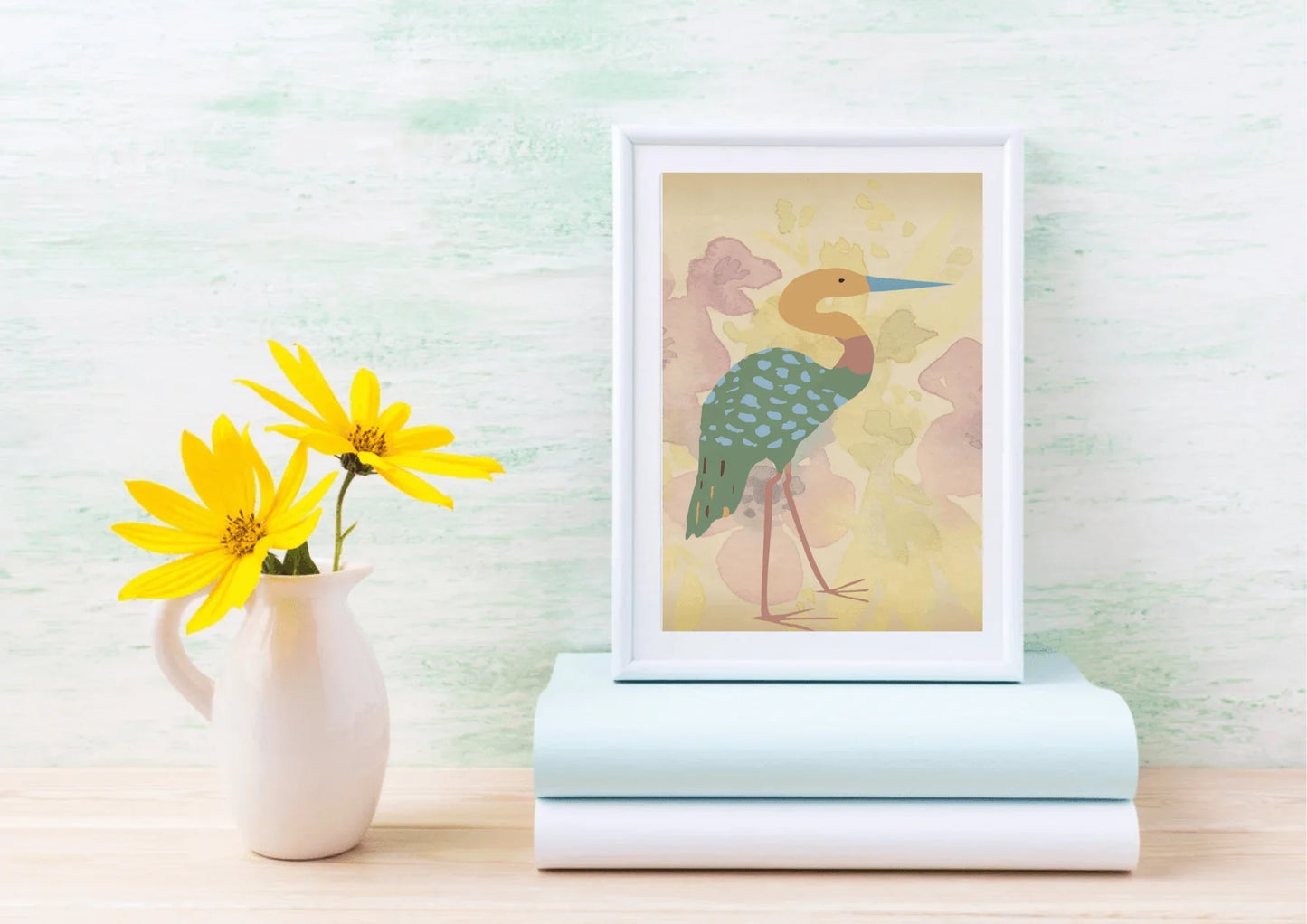 Vintage Crane Bird Print - Little Jelly Bean Art