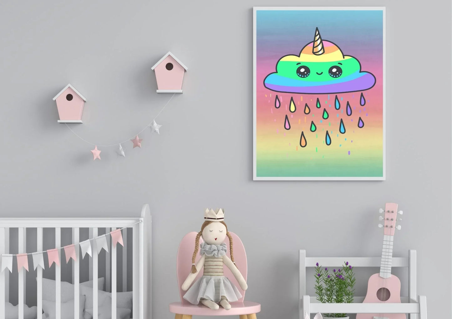 Rainbow cloud wall art