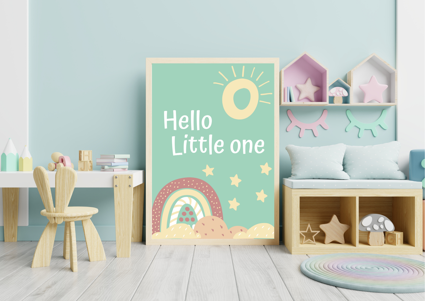 Hello Little One Rainbow Print