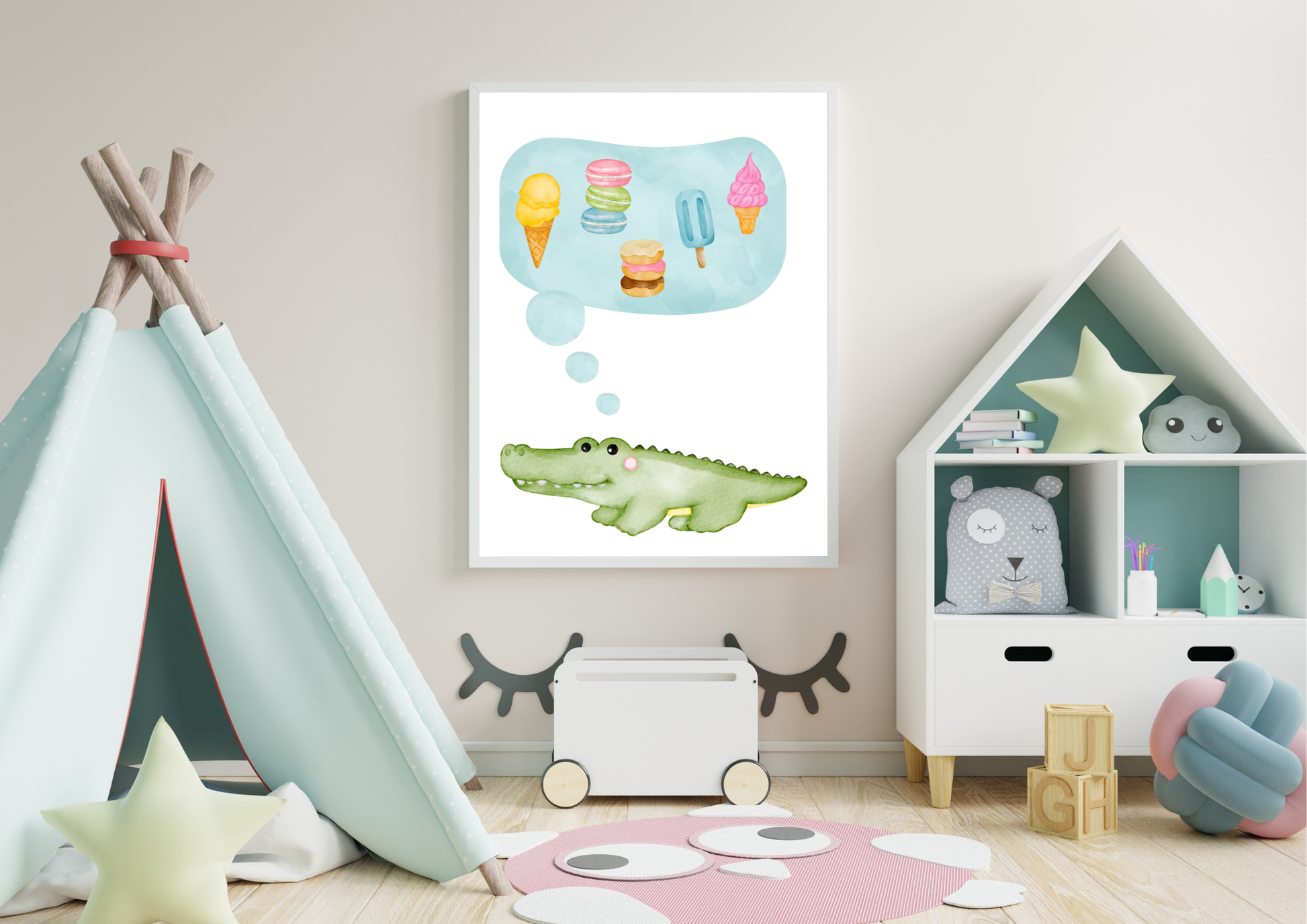 Gender Neutral Crocodile Nursery Print