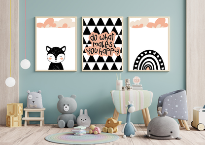 Minimalist Monochrome Scandi Nursery Wall Art Prints - Set of 3 Digital Downloads