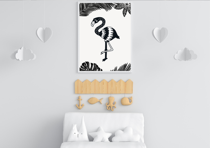 Black and White Flamingo  Nursery Art