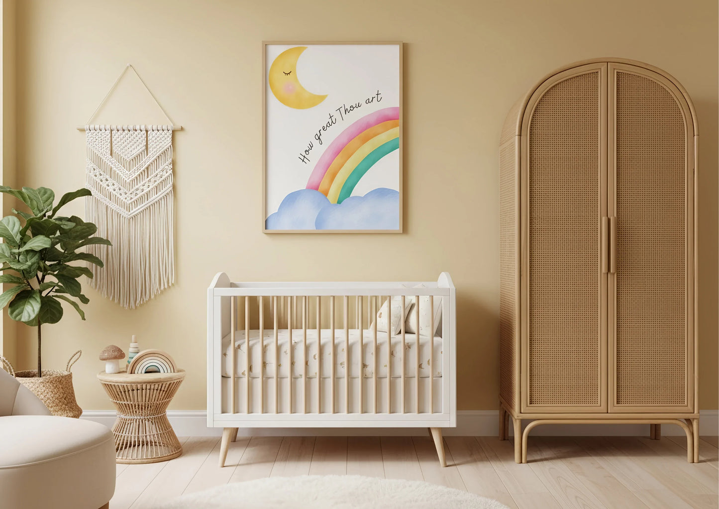 How Great Thou Art | Rainbow Christian Nursery Print | Baptism Gift
