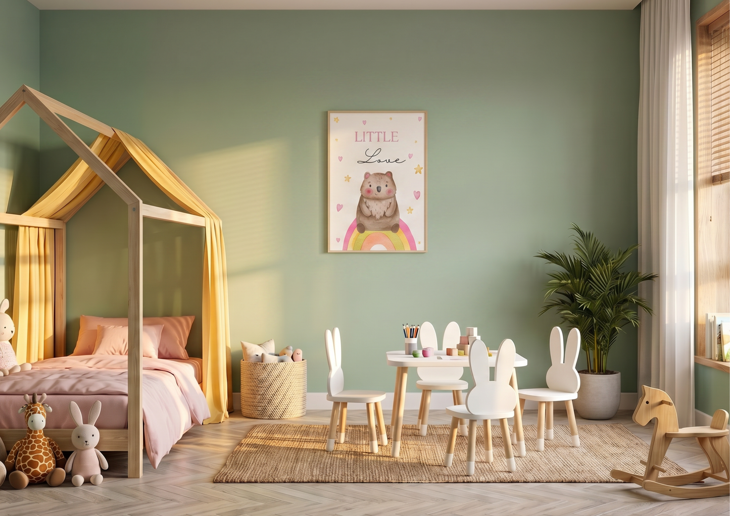Little Love Bear Print | Watercolor Nursery Decor | Digital Wall Art