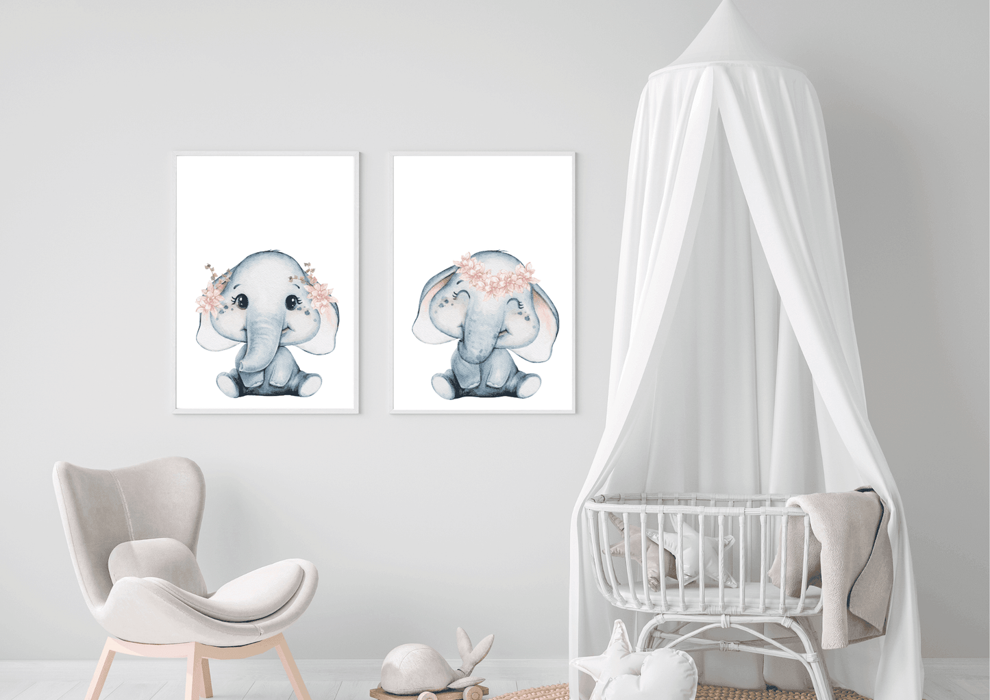 Set of two elephant nursery prints