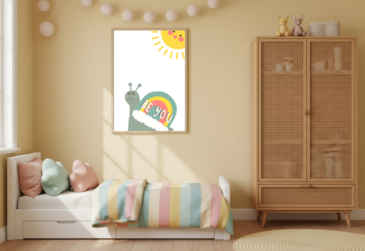 Cute Snail Rainbow Wall Art