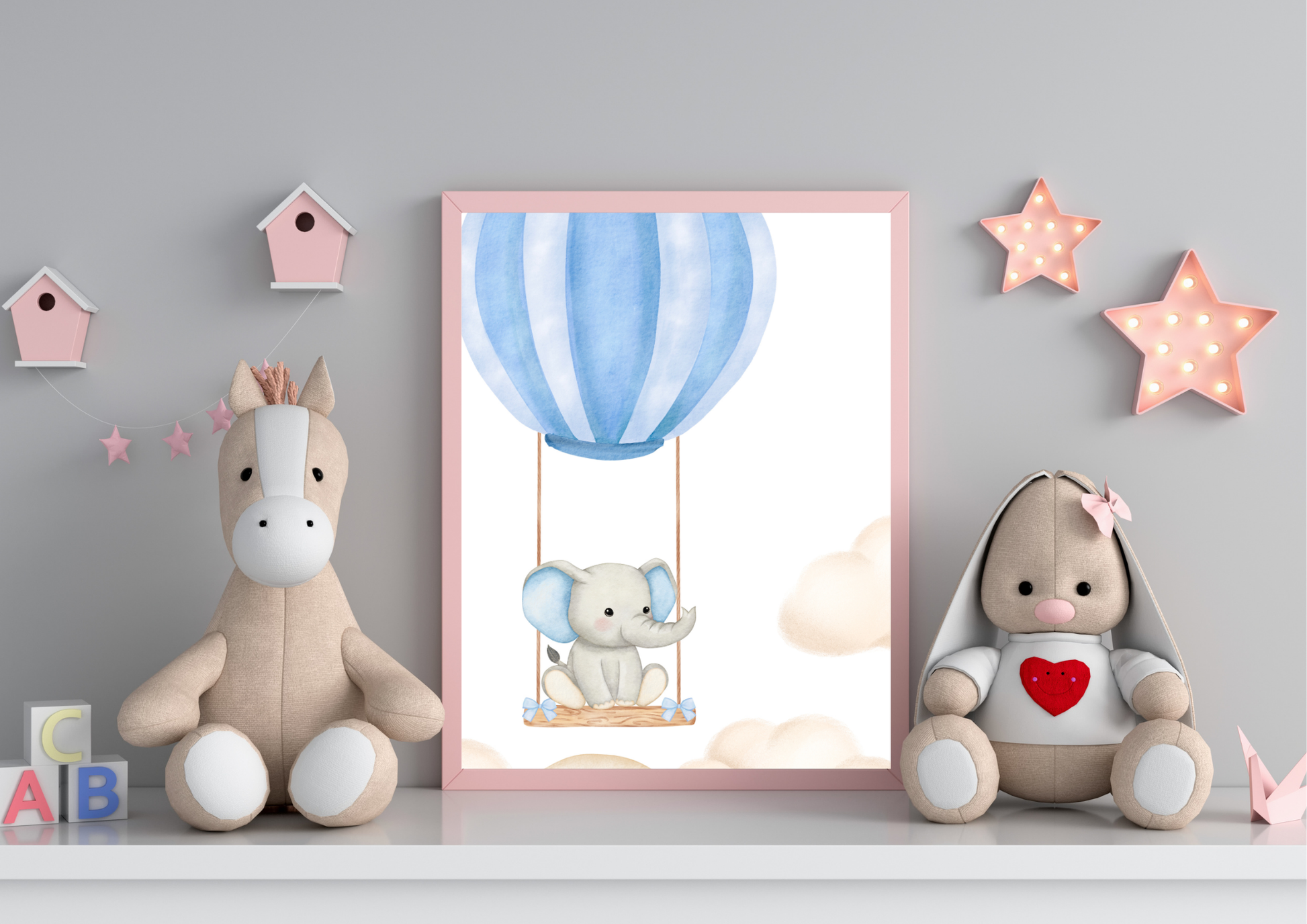Elephant Hot Air Balloon Art