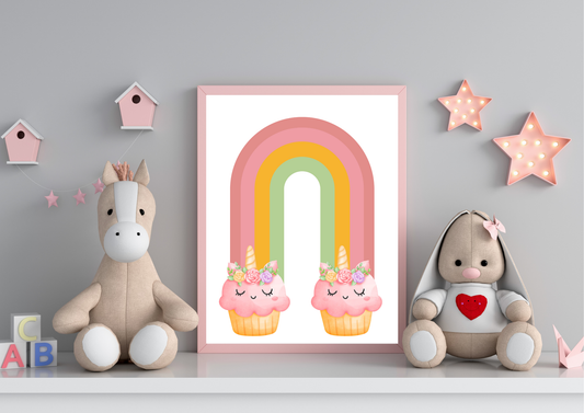 unicorn rainbow cupcake print