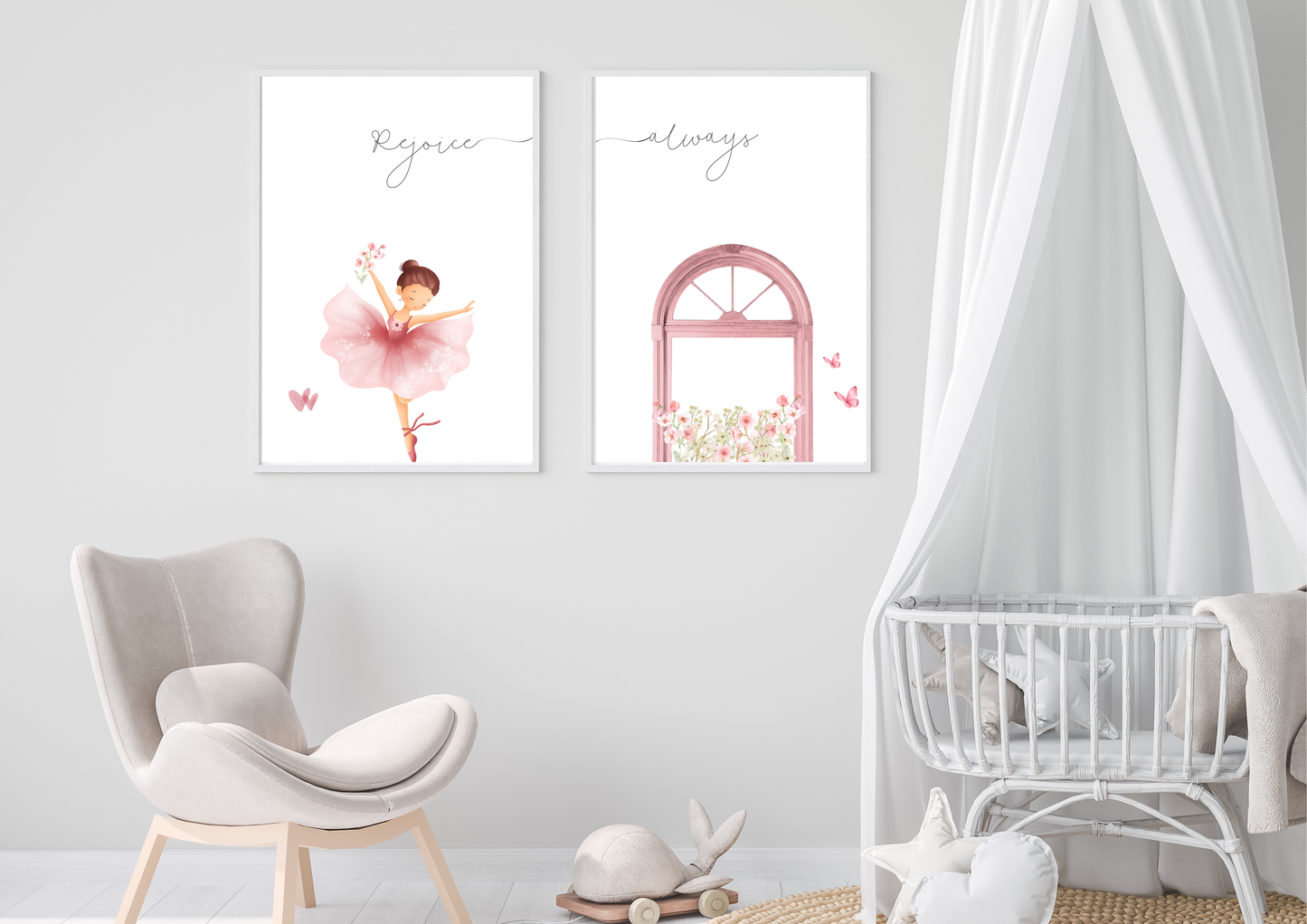 Christian Ballerina Nursery Art | Rejoice Always Set | Set of 2
