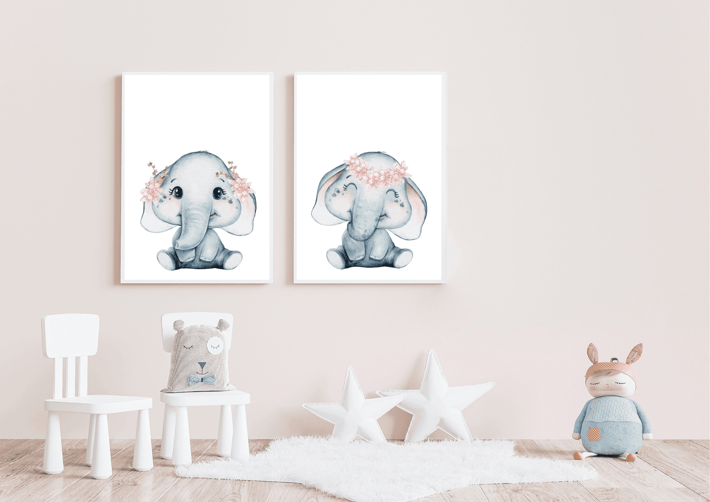 Set of two elephant nursery prints