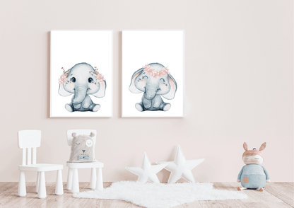 Set of two elephant nursery prints