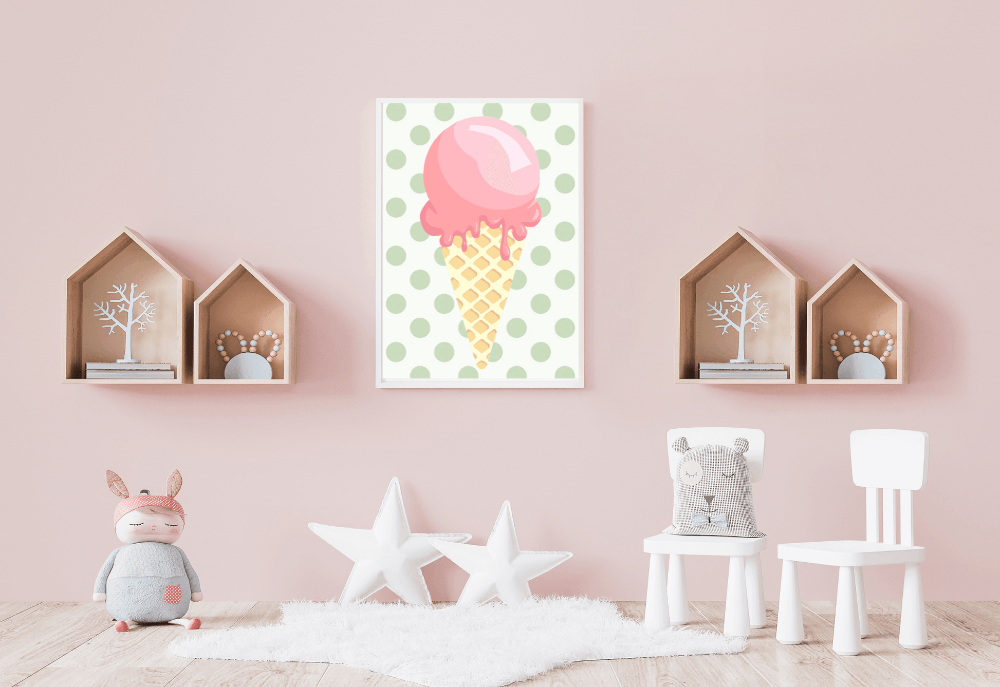 Ice Cream Cone Nursery Print