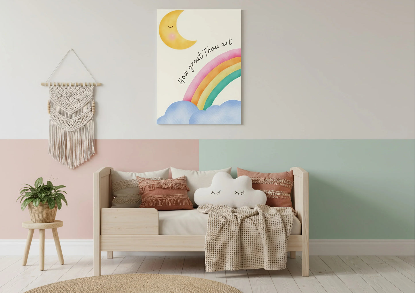How Great Thou Art | Rainbow Christian Nursery Print | Baptism Gift