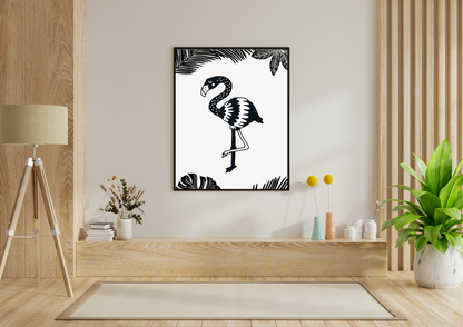 Black and White Flamingo  Nursery Art