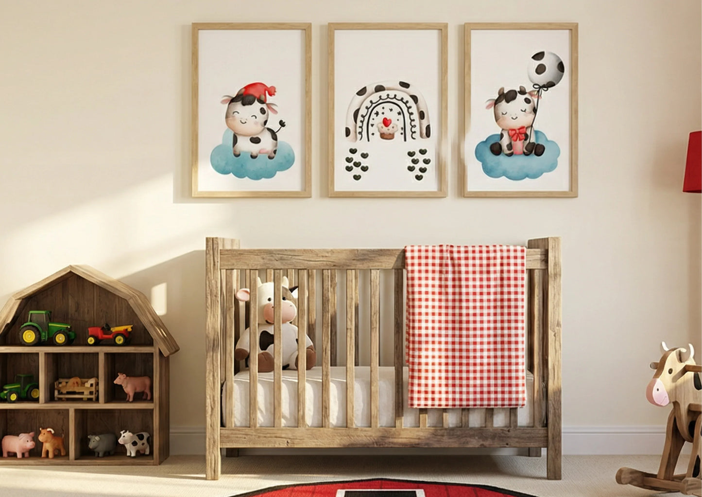 Cute Cow Nursery Prints | Set Of 3 | Farm Animal Baby Shower Gift
