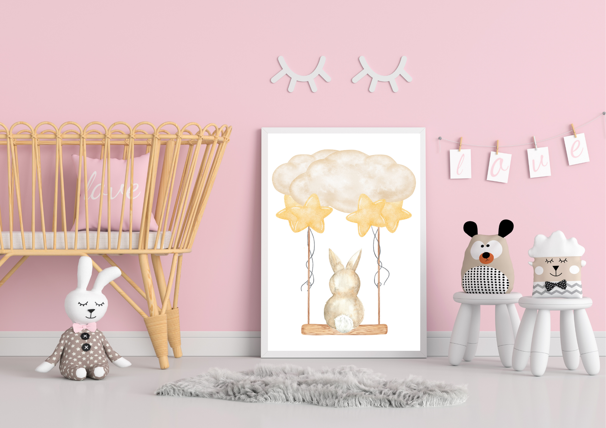 gender neutral bunny nursery decor
