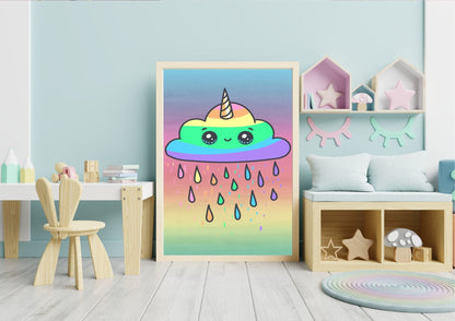 Rainbow cloud wall art